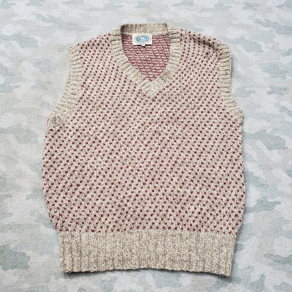 VTG Environmental Clothing Sweater Vest Mens XL Gray V-Neck Birds Eye Wool Blend